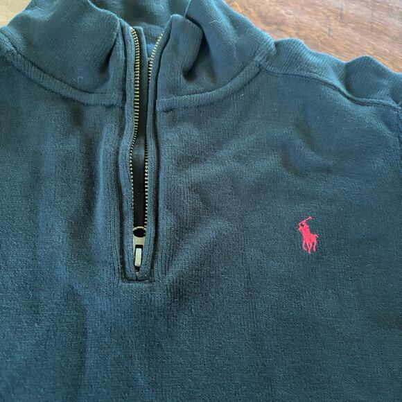 Polo Ralph Lauren Boys Medium 12/14 1/4 Zip Pullover Sweater Black - Picture 2 of 6